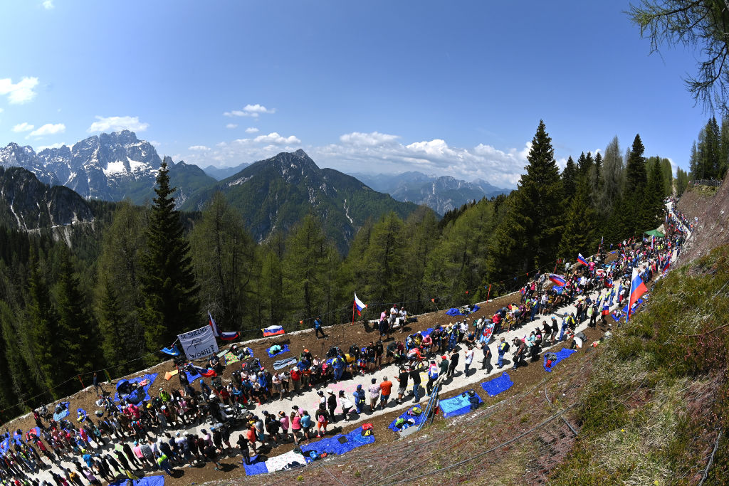 A sweeping view of the route of the stage 20 time trial of the 2023 Giro d'Italia
