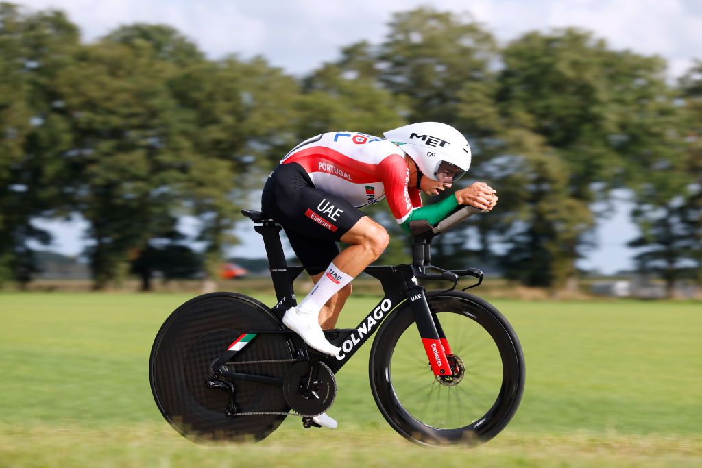EMMEN NETHERLANDS SEPTEMBER 20 Ivo Oliveira of Portugal sprints during the 29th UEC Road Cycling European Championships 2023 Elite Mens Individual Time Trial a 295 km race from Emmen to Emmen UCIWT on September 20 2023 in Emmen Netherlands Photo by Bas CzerwinskiGetty Images
