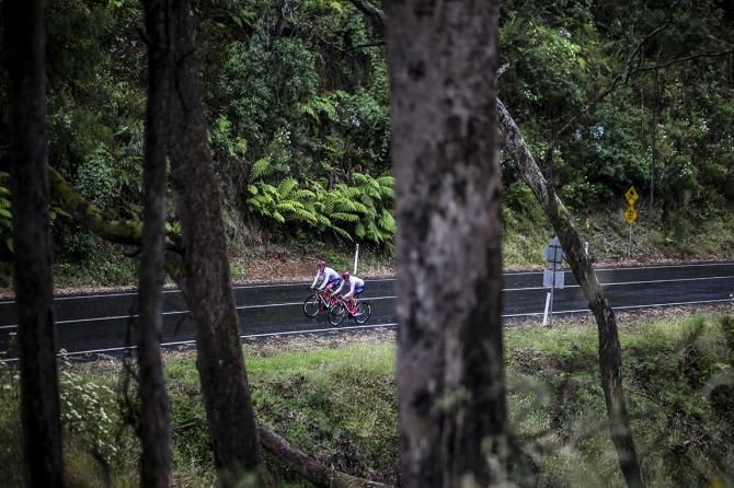 Drapac riders making their way up the climb