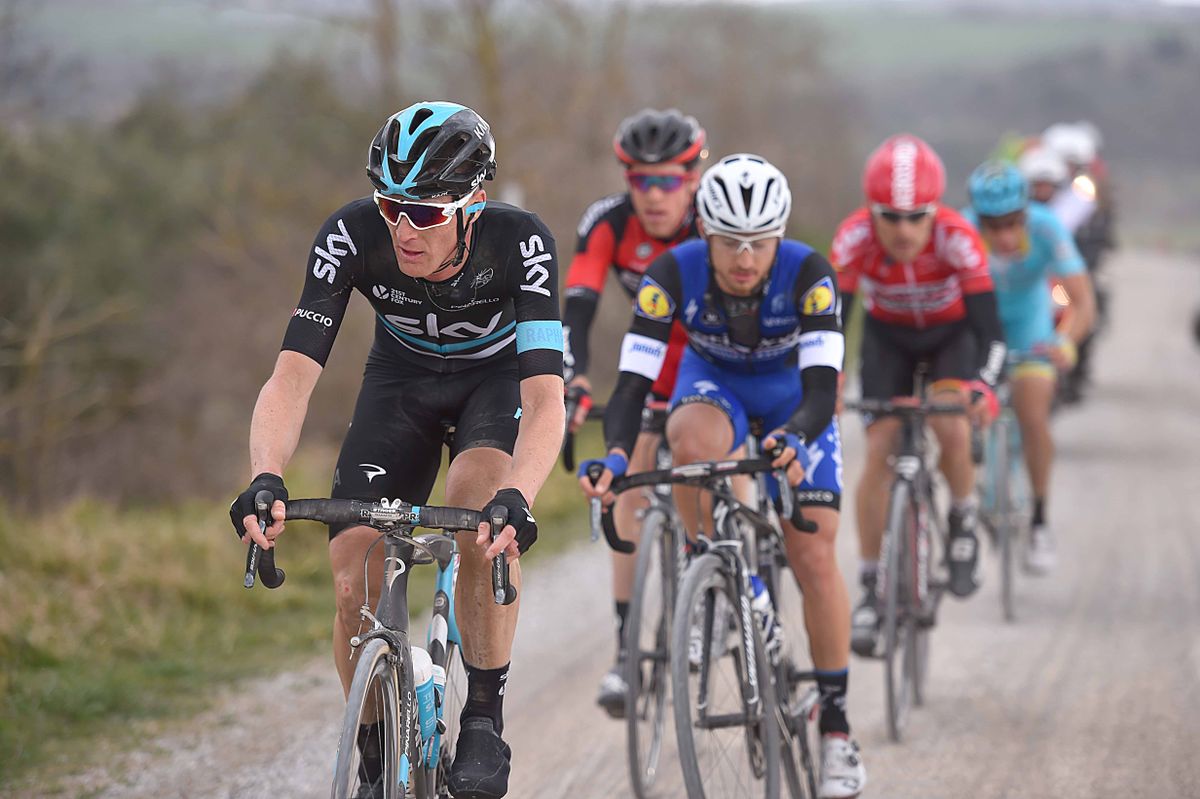 Salvatore Puccio (Sky) was in the breakaway but had a mechanical