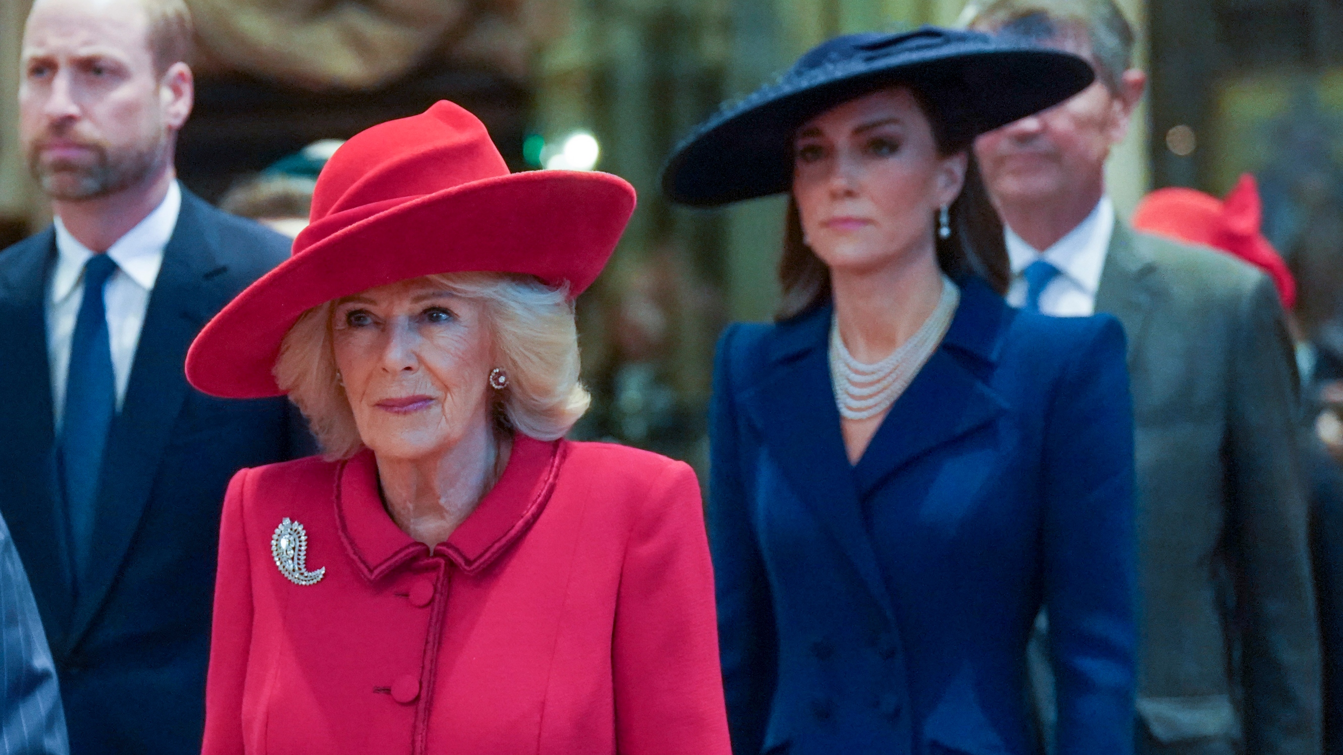 Queen Camilla and Catherine, Princess of Wales attend the 2026 Commonwealth Day Service at Westminster Abbey on March 9, 2026