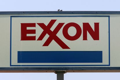 An Exxon sign at a gas station in California
