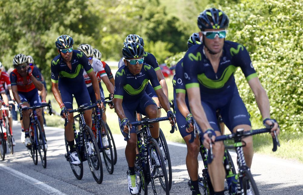 Nairo Quintana (Movistar) stayed well protected and in the shadows