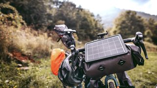 Solar charger mounted on bike