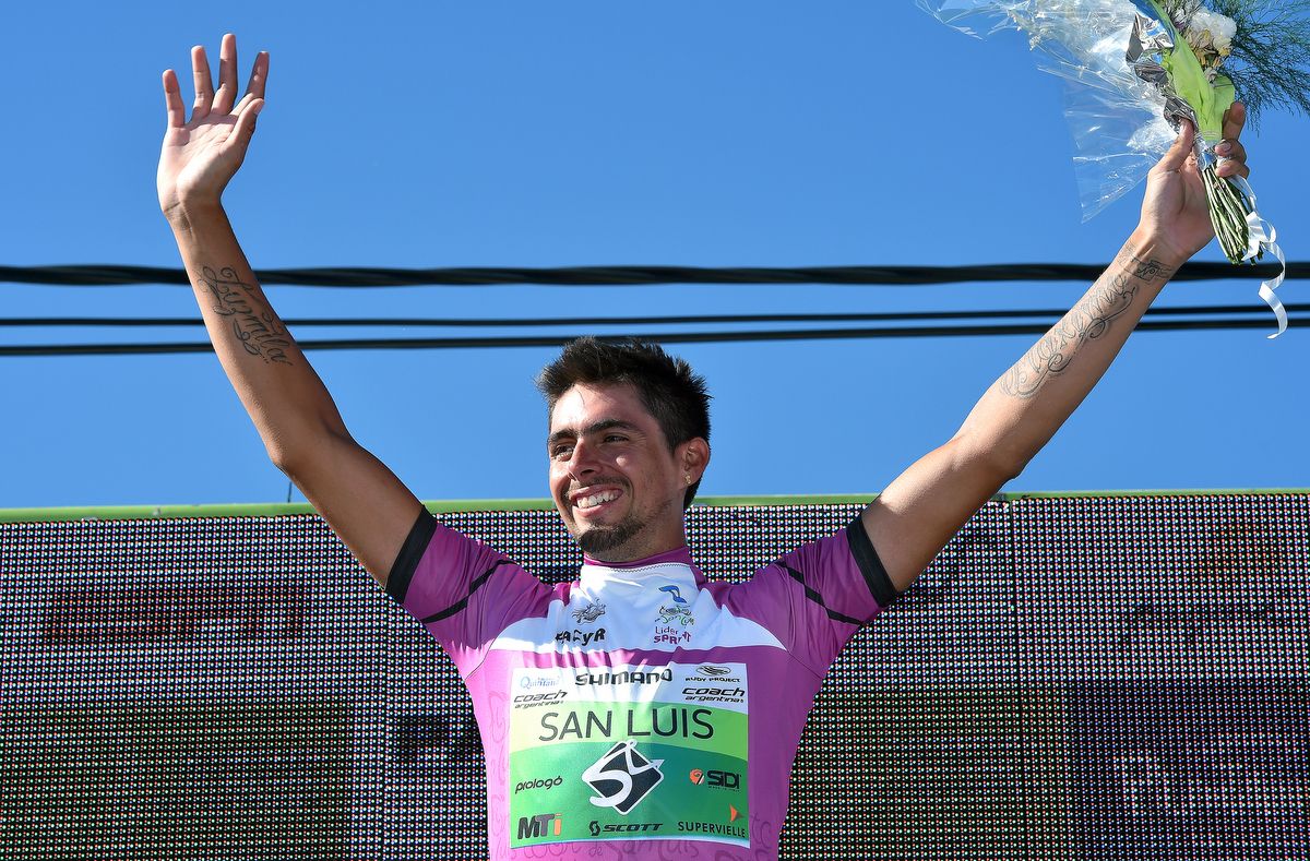 The purple points jersey winner Emmanuel Guevara