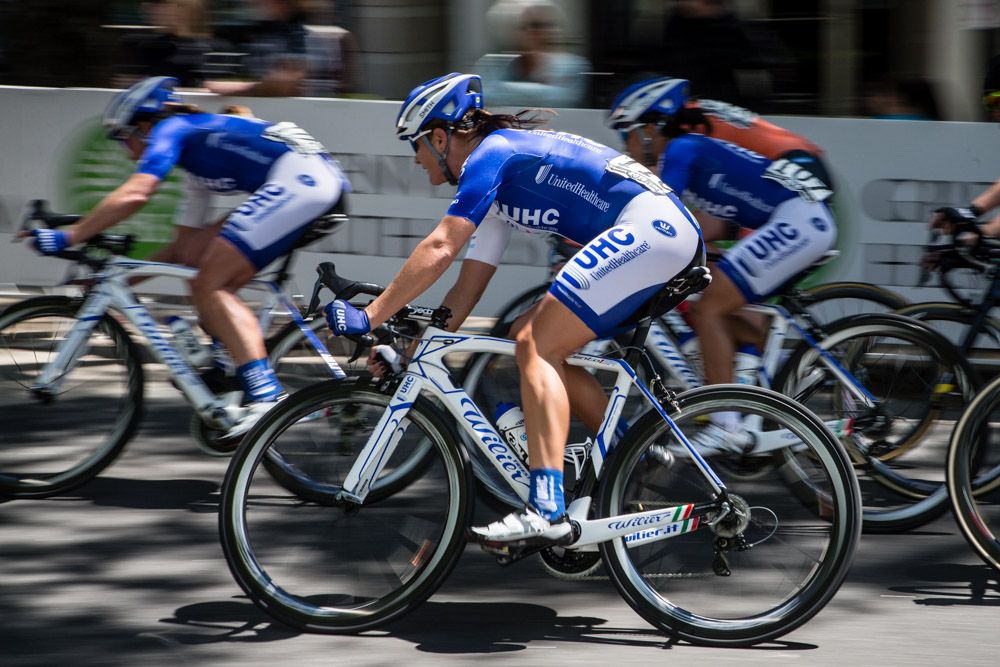 Lauren Tamayo (UnitedHealthcare) rides with teammates before taking the win