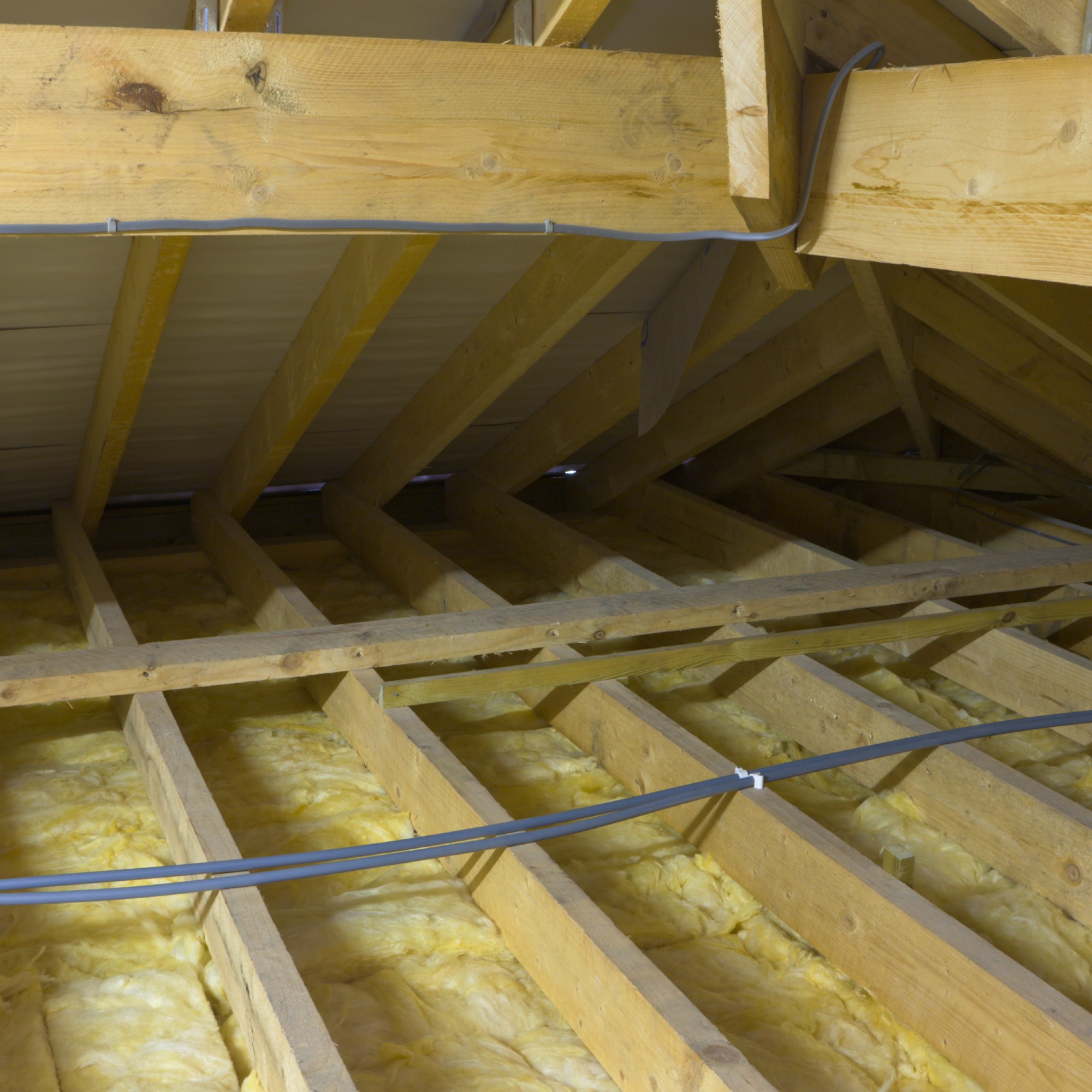 Insulation installed between the joists in a loft space