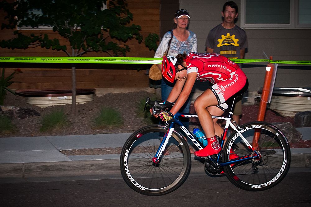 A Pepper Palace rider taking an early flyer during the women's race.