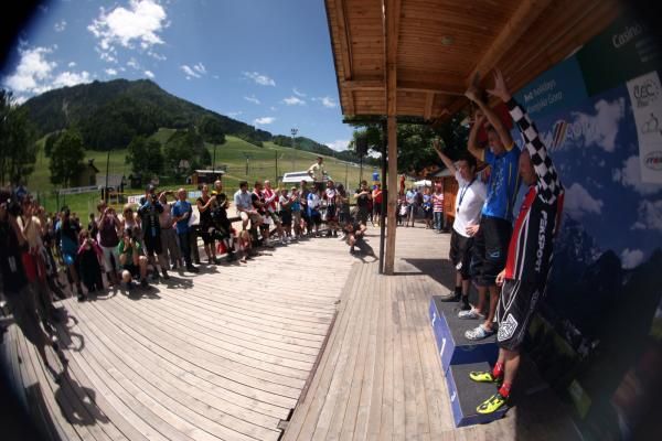 The downhill podium