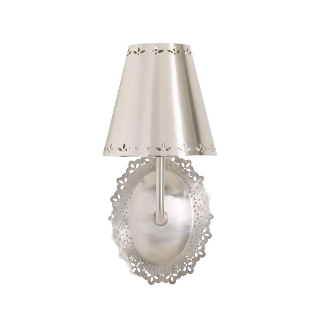Lacie Lace Trimmed Antique Nickel Sconce