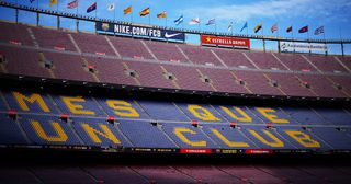 General view inside the stadium prior to the La Liga Santander match between FC Barcelona and RC Celta de Vigo at Camp Nou on May 10, 2022 in Barcelona, Spain.