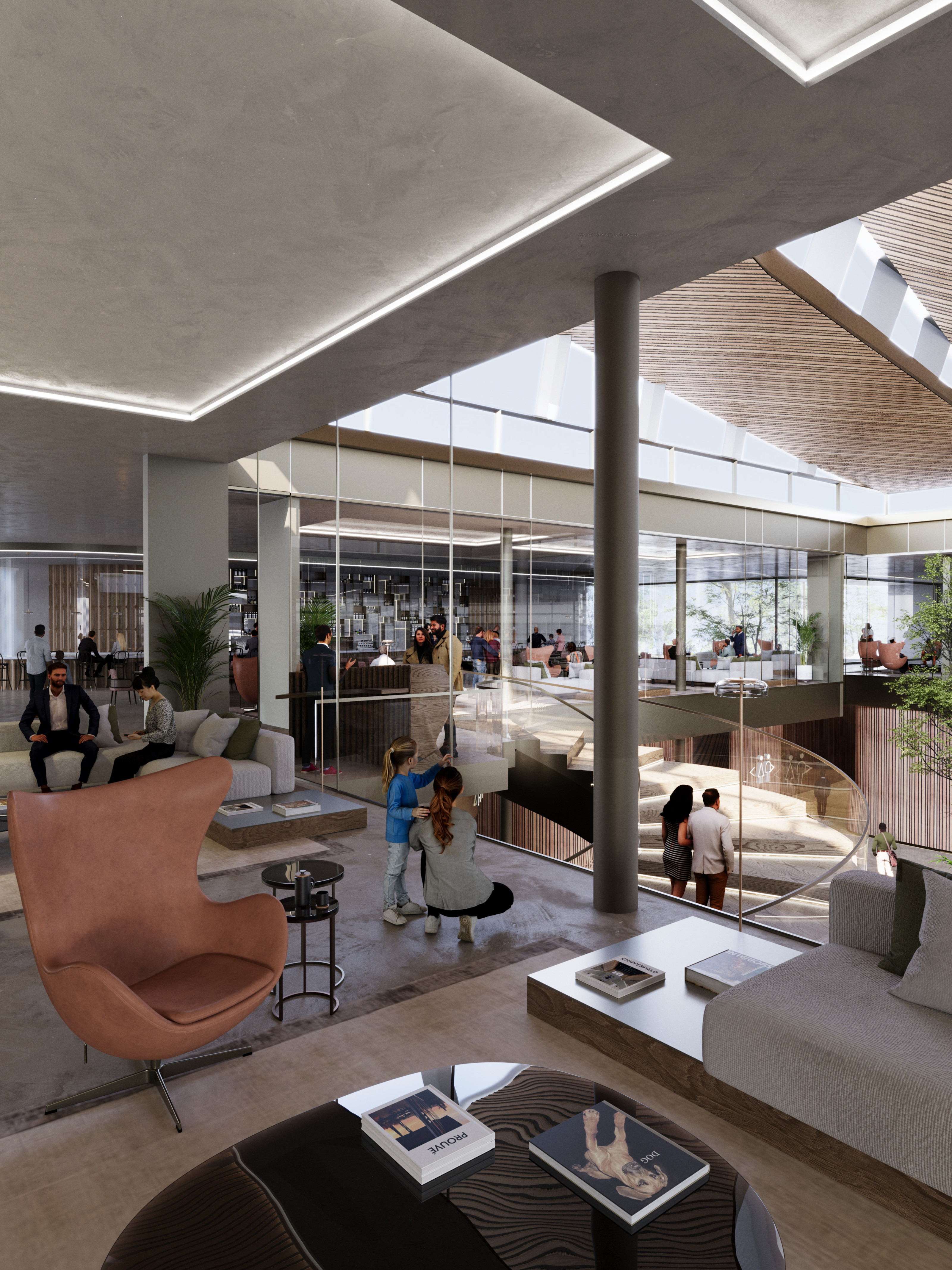 Render of the VIP lounge at the LeShuttle terminal redesign