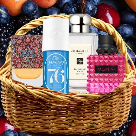 berries with a woven basket carrying berry perfumes