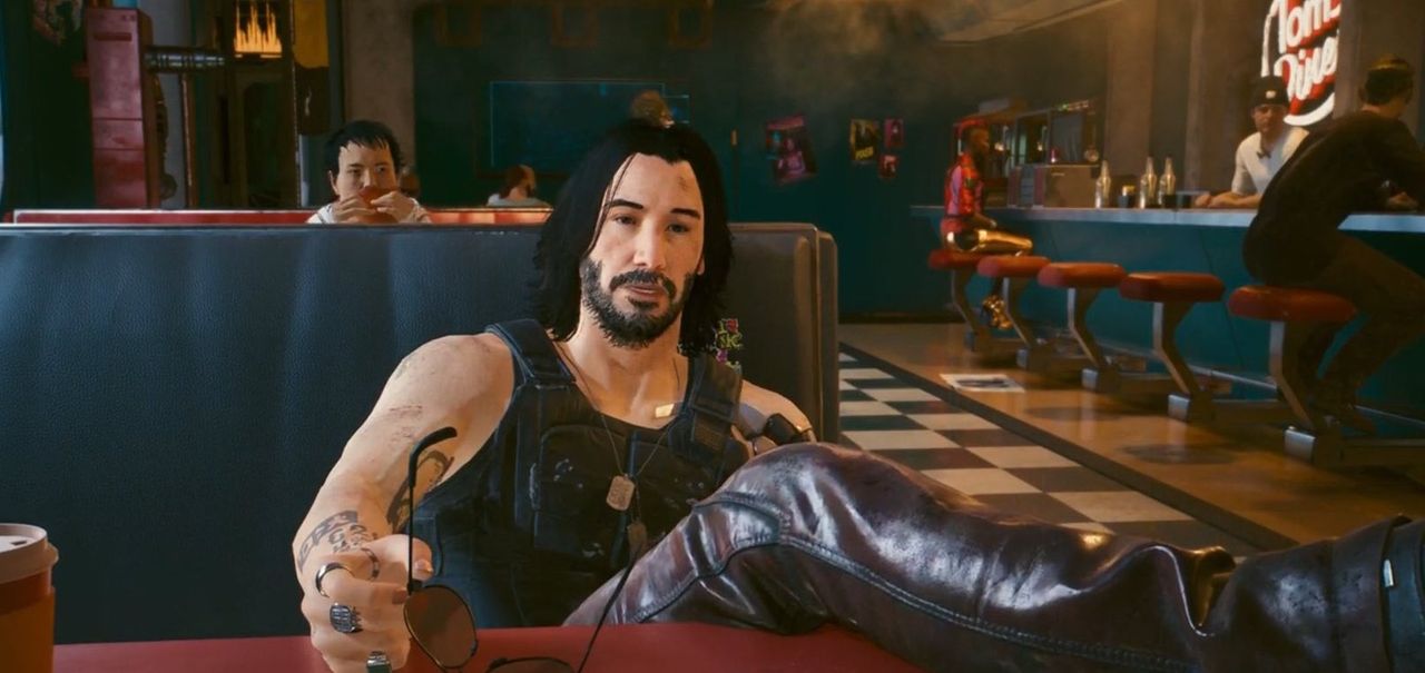 Pre-2.0 patch Johnny Silverhand featuring a smoother face