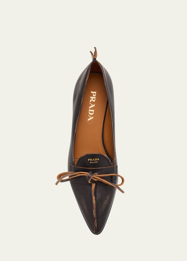 Leather Block-Heel Loafers