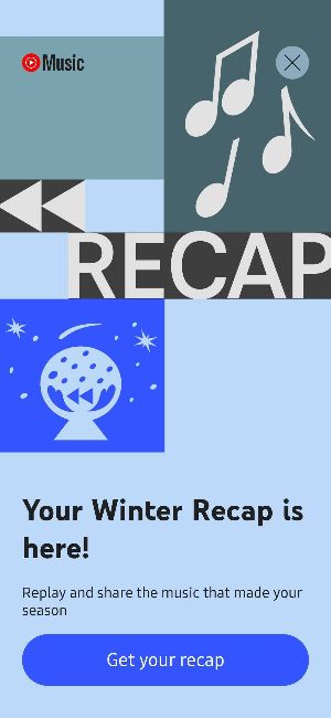 YouTube Music Winter Recap 23 splash page