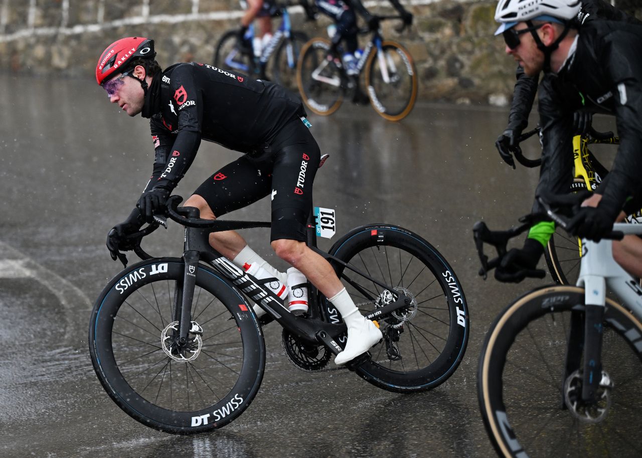A BMC Masterpiece road bike being ridden by Marc Hirschi