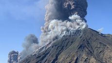 Smoke billows from the volcano on Stromboli on Wednesday