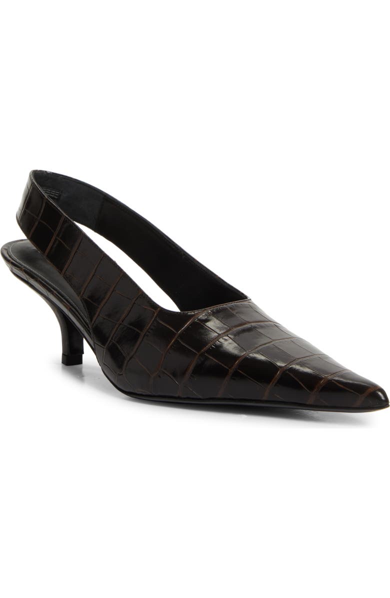 Croc Embossed Pointed Toe Slingback Pump