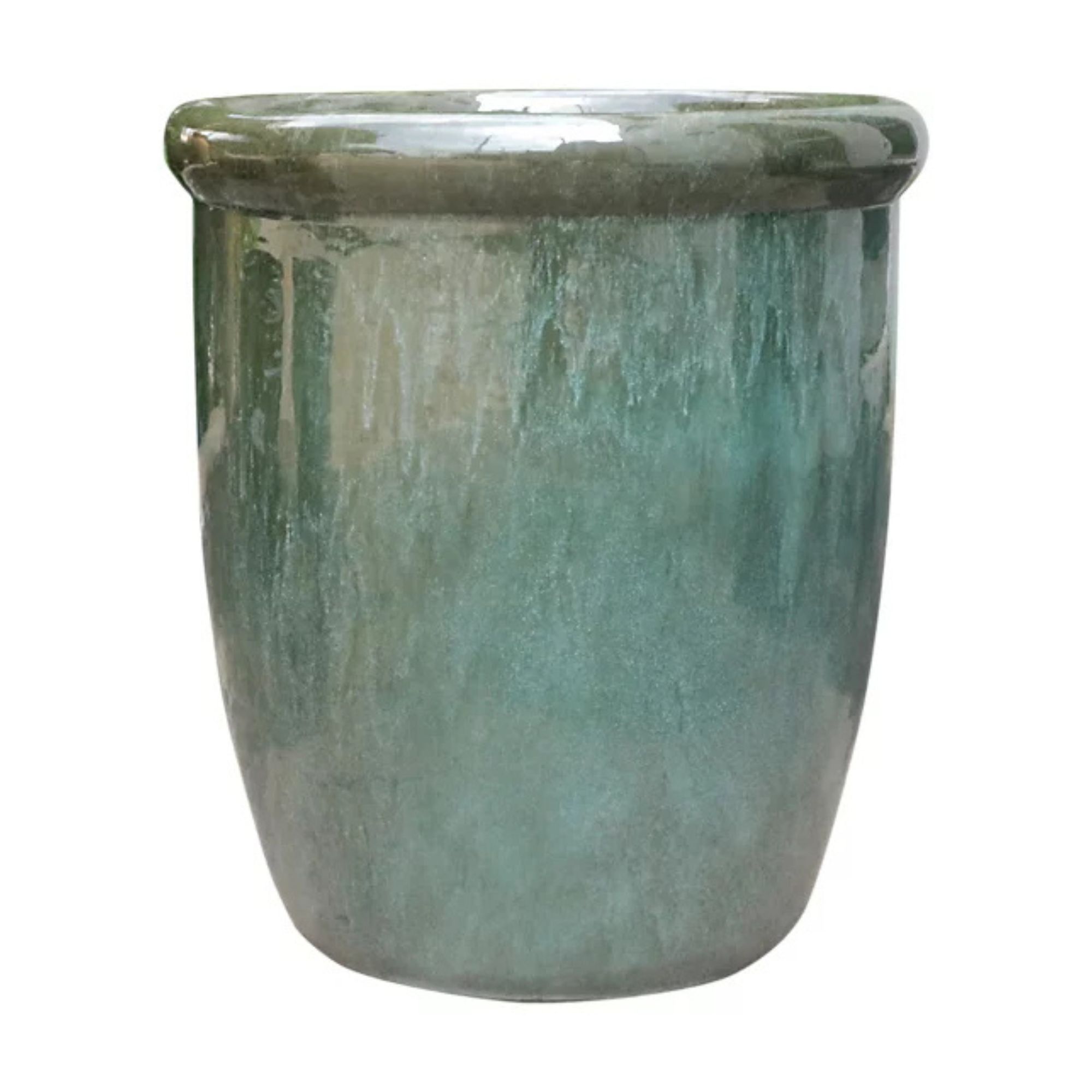 B&amp;amp;Q, Verve Glazed Moss Green Clay Plant Pot