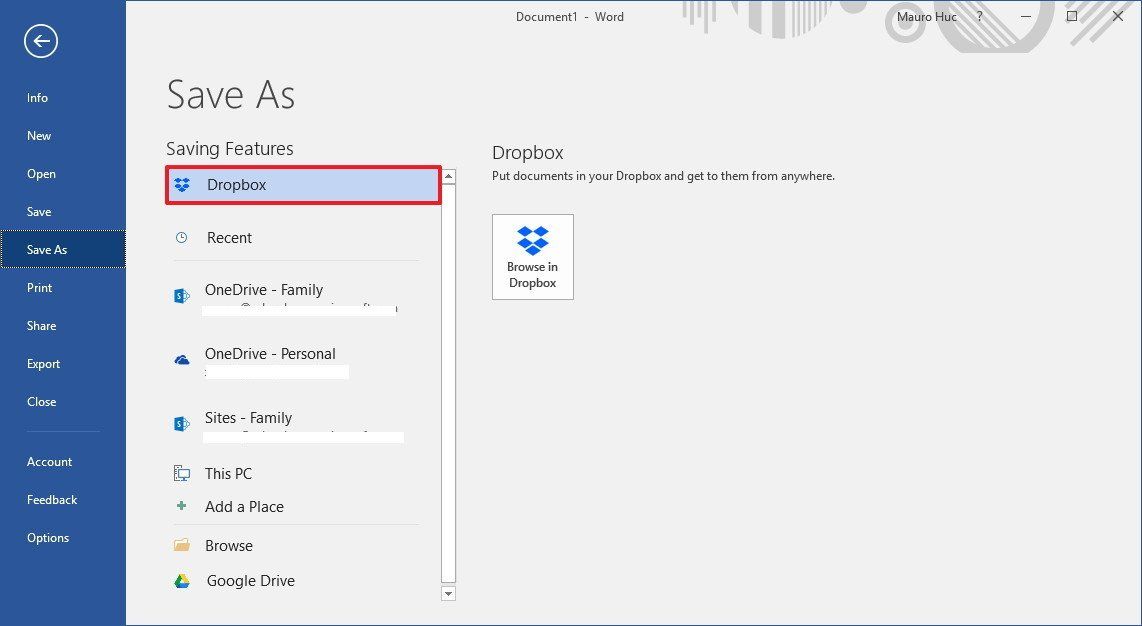 How to add cloud storage services as save locations in Office 2016 ...