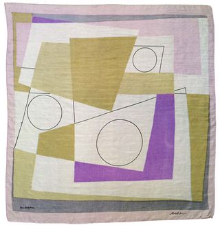 ﻿Vintage Ascher limited edition artist scarf: 'Moonlight' by Ben Nicholson, printed on silk and handrolled