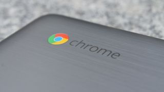 The Chrome logo visible on a Chromebook laptop