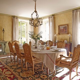 dining room with carpet and table