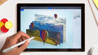 A promotional image for Microsoft&#039;s Paint 3D application