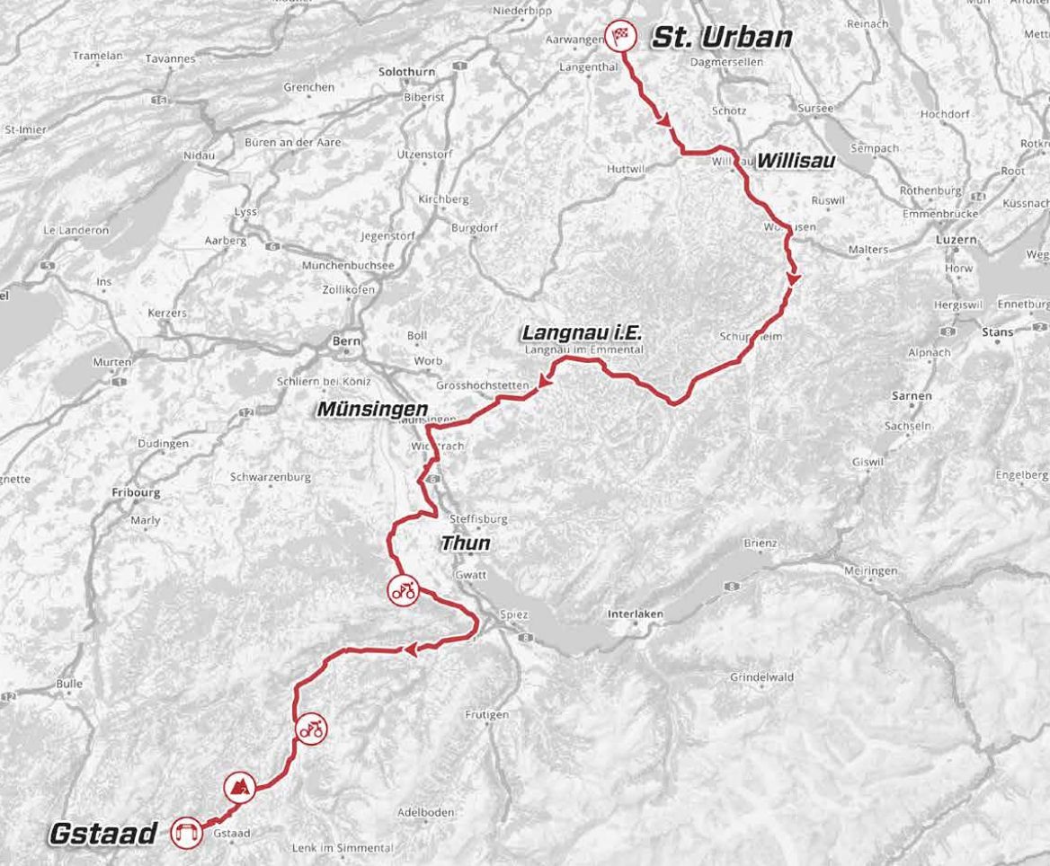 Stage 4 map 2021 Tour de Suisse