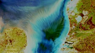 Sediments flushed into the sea between the U.K. and the Netherlands by storm Eunice.