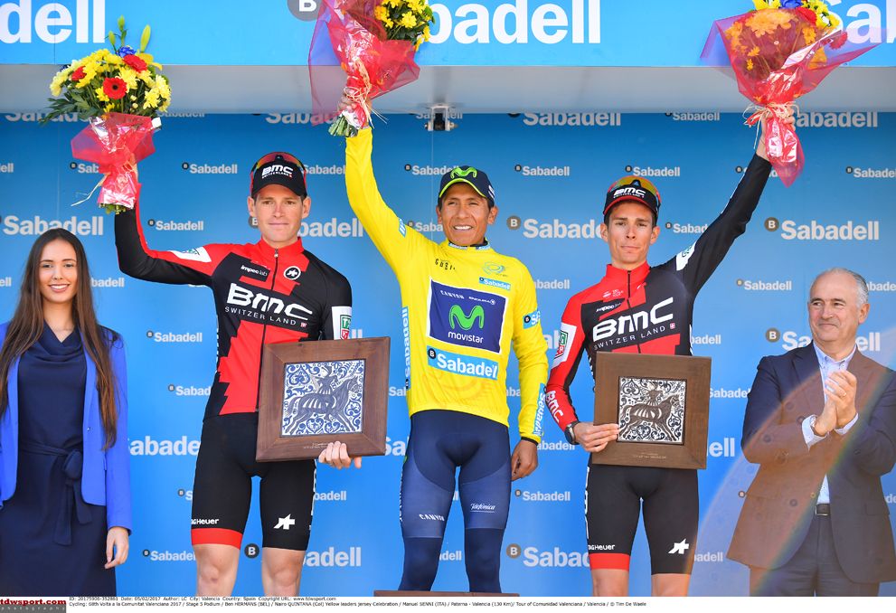 Nairo Quintana (Movistar) on the top step in Valencia