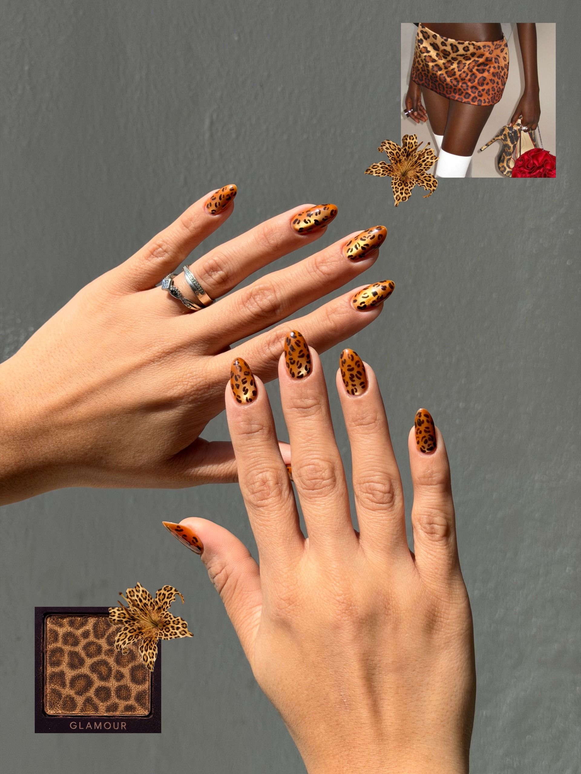 animal print nail art with a mix of patterns