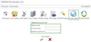 kweb change admin password