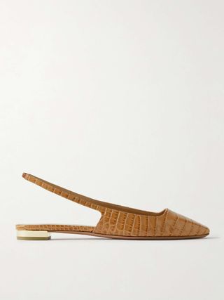 + Alex Rivière Croc-Effect Leather Slingback Flats