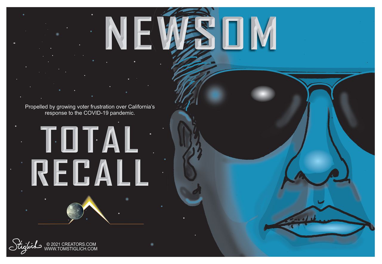 Political Cartoon U.S. gavin newsom total recall