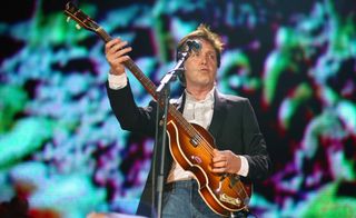 Paul McCartney performs at Live 8 at Hyde Park in London on July 2, 2005