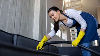 A woman cleaning