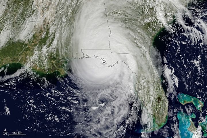 Hurricane Michael is seen from space just before landfall.