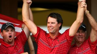 Paul Azinger celebrates the 2008 US Ryder Cup win