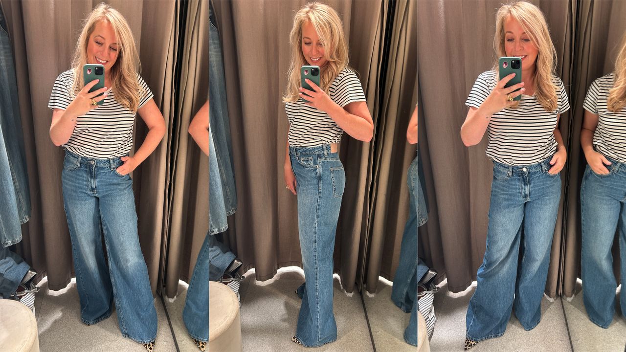 Antonia Kraskowski tries on Zara wide leg jeans