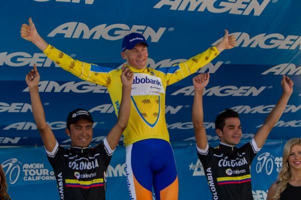 Today&rsquo;s top 3 podium (l-r): Darwin Atapuma, Robert Gesink and Fabio Duarte