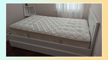 The Saatva Memory Foam Hybrid Mattress in our tester's bedroom