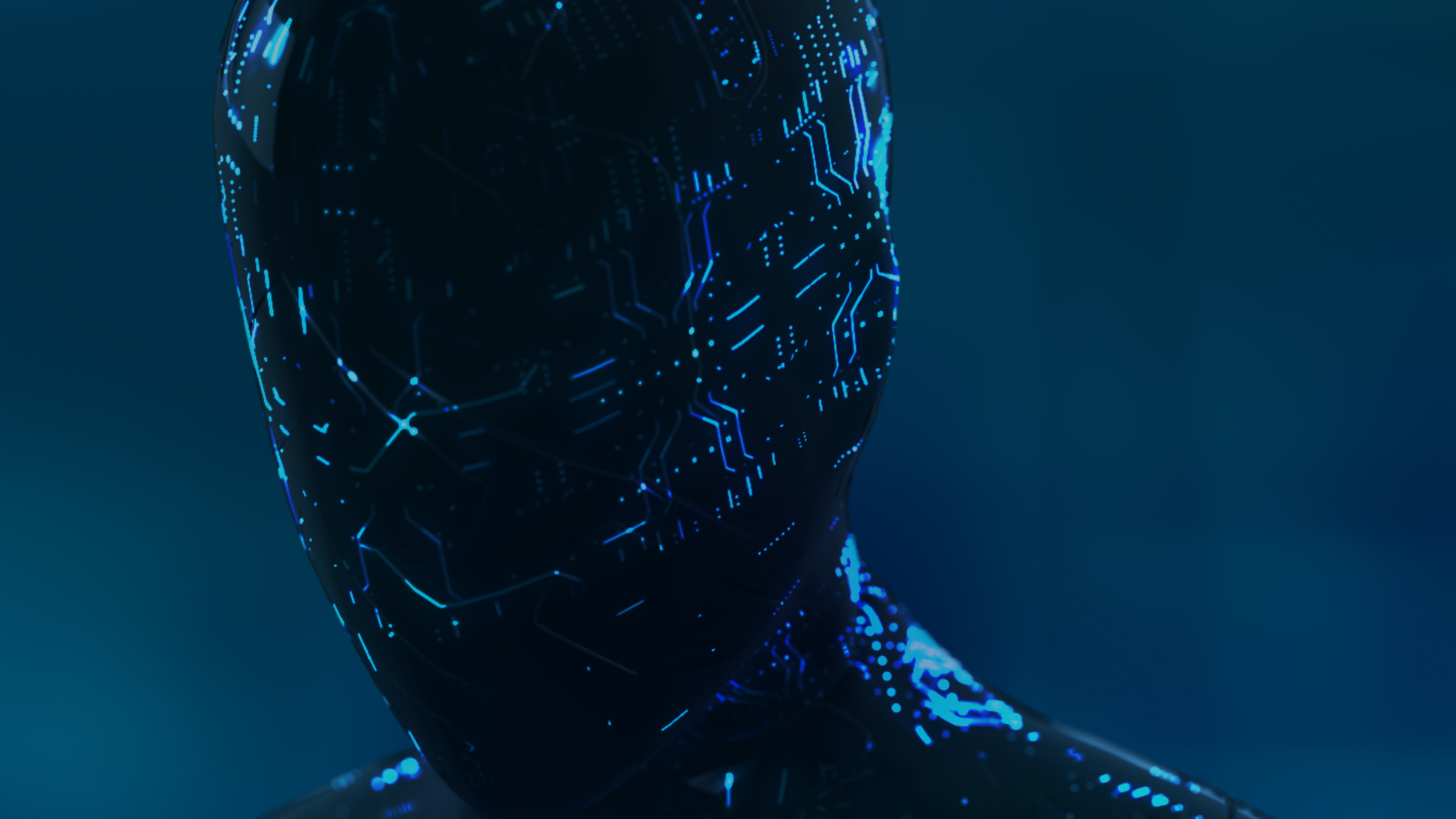 An artist&#039;s depiction of a dark, human-like artificial intelligence. 
