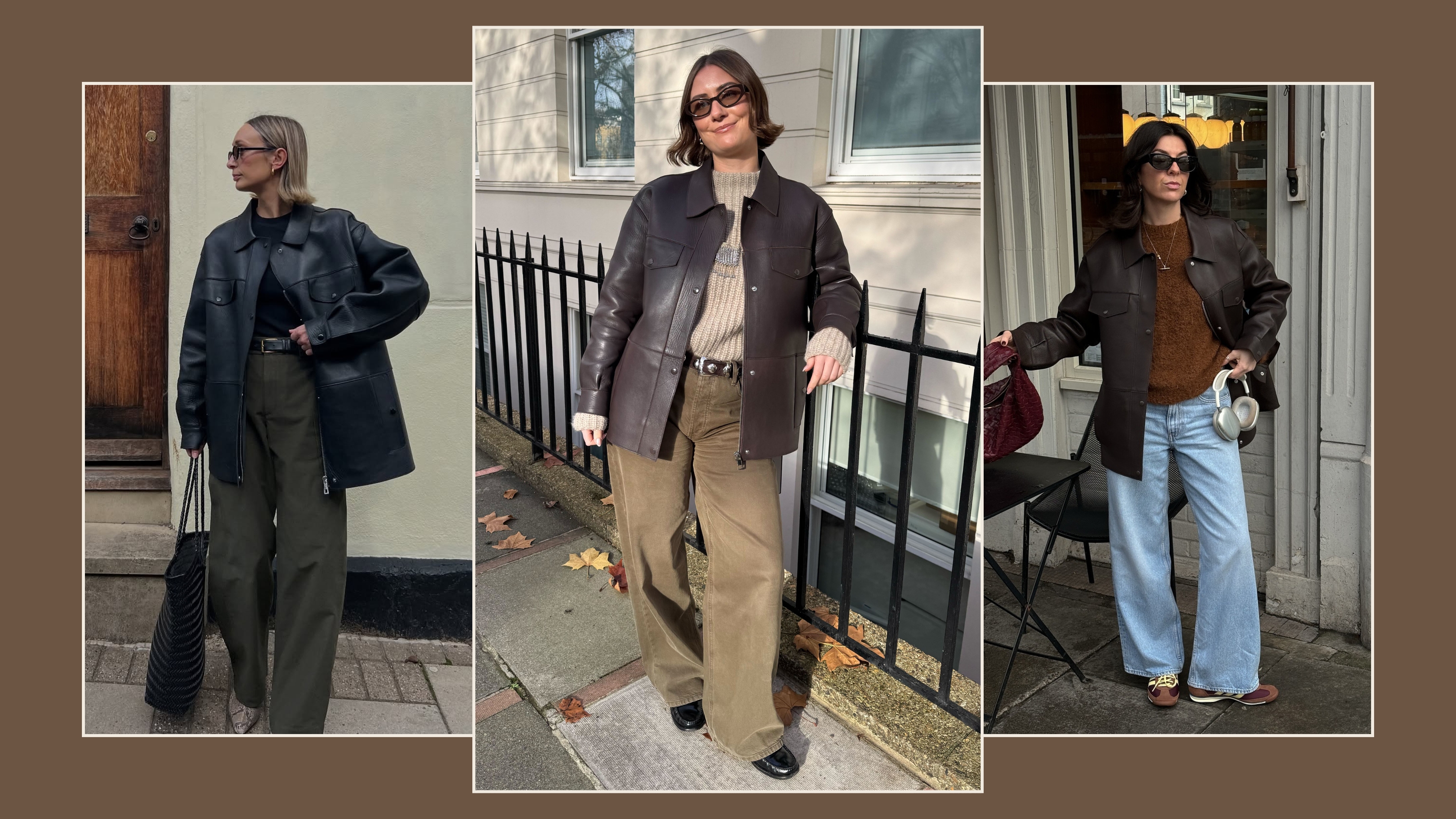 @littlefashbird; @sophie_robyn; @francescasaffari wearing the Whistles clean bonded leather jacket.