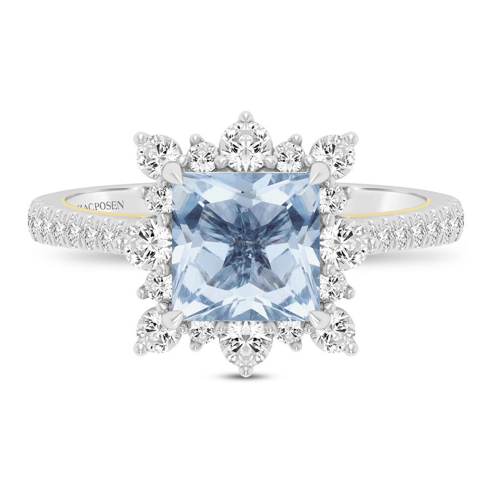Kate Aquamarine & Diamond Engagement Ring in 14K White Gold