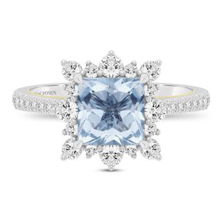 Kate Aquamarine & Diamond Engagement Ring in 14K White Gold 