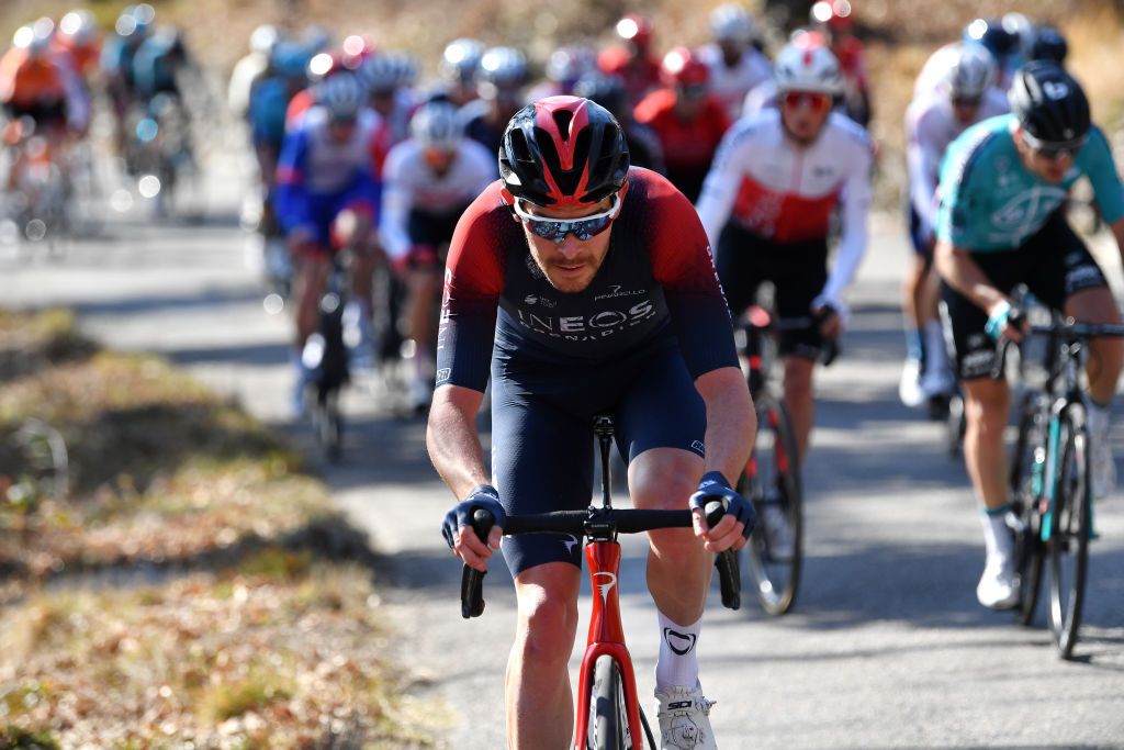 MONTAGNE FRANCE FEBRUARY 13 Luke Rowe of United Kingdom and Team INEOS Grenadiers competes in the breakaway during the 6th Tour de La Provence 2022 Stage 3 a 1806km stage from Manosque to Montagne de Lure 1567m TDLP22 on February 13 2022 in Montagne France Photo by Luc ClaessenGetty Images