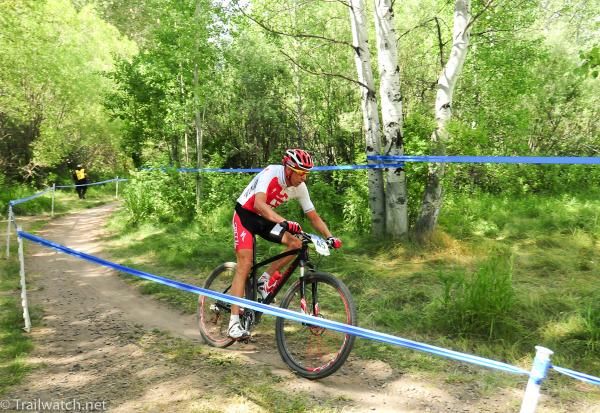 Todd Wells (Specialized) alone in the woods on lap three