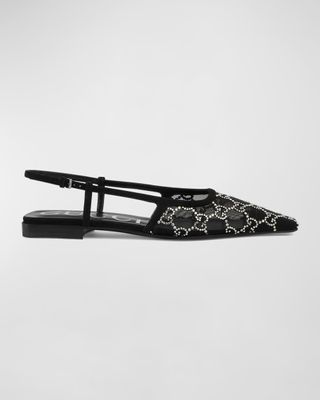 Demi Crystal Gg Slingback Ballerina Flats